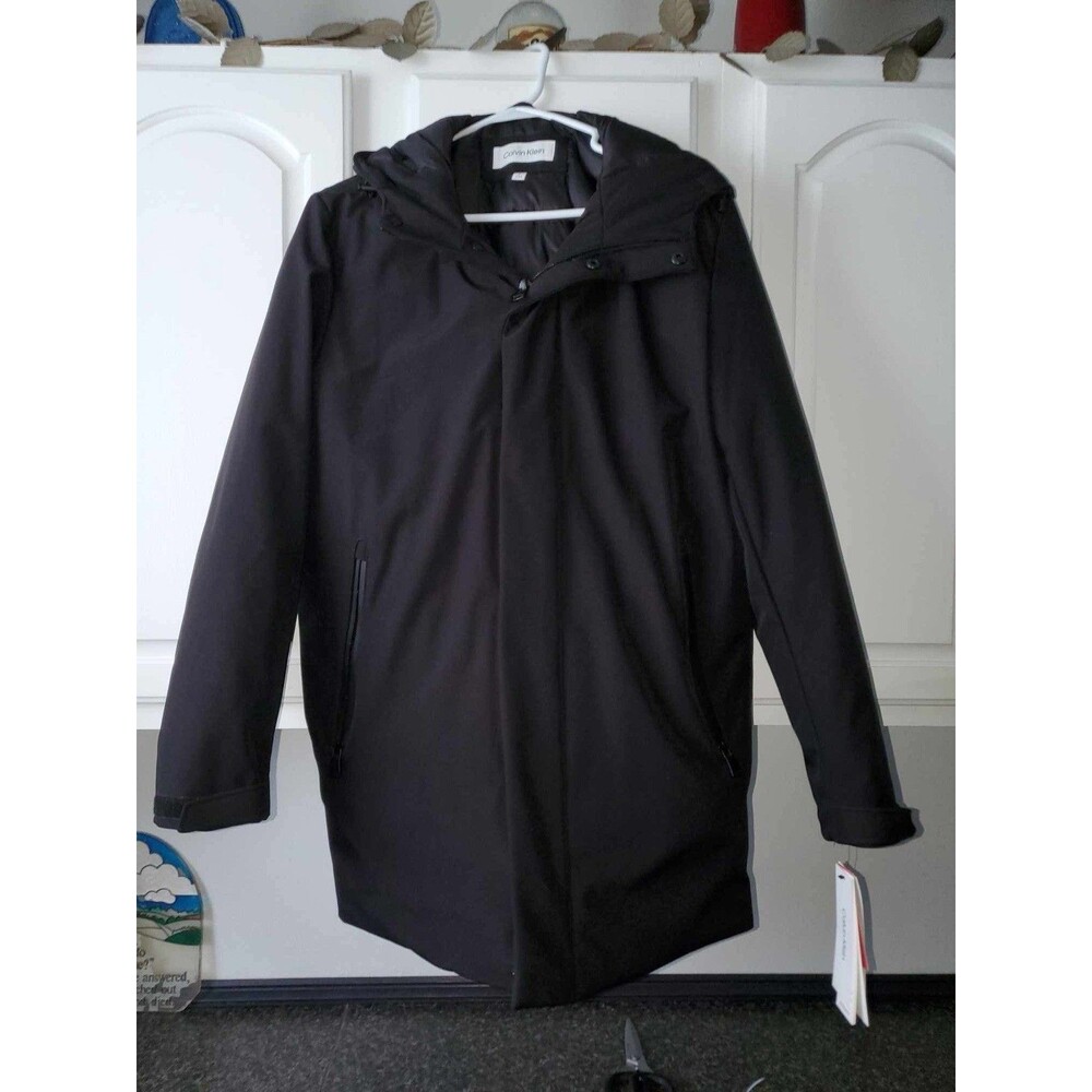 Women’s Calvin Kline Black Winter Jacket, Adjustable Wrist Size Pockets Zip W.sm